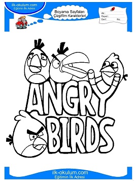 Çocuklar İçin Angry Birds Boyama Sayfaları 